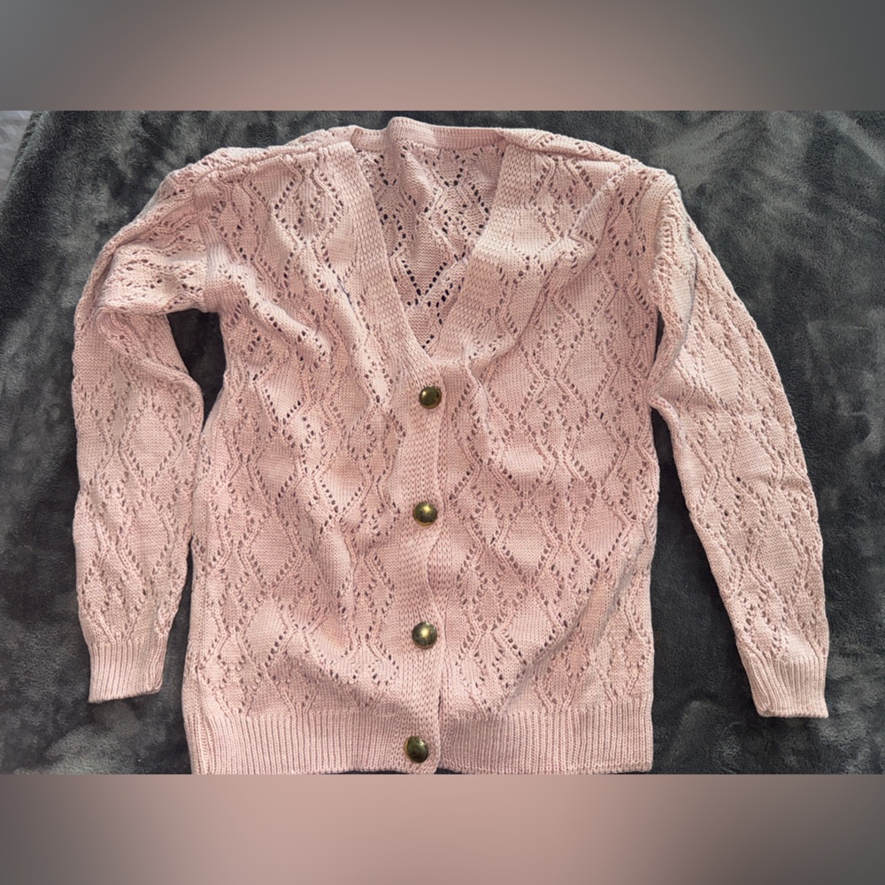 Pink Knit Cardigan Sweater size s